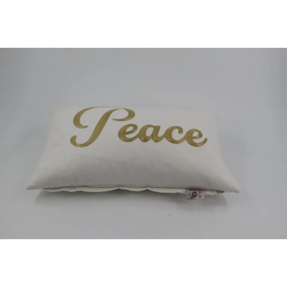 Devi Designs Decorative Throw Pillow Feather Filled Gold Peace Embroidered